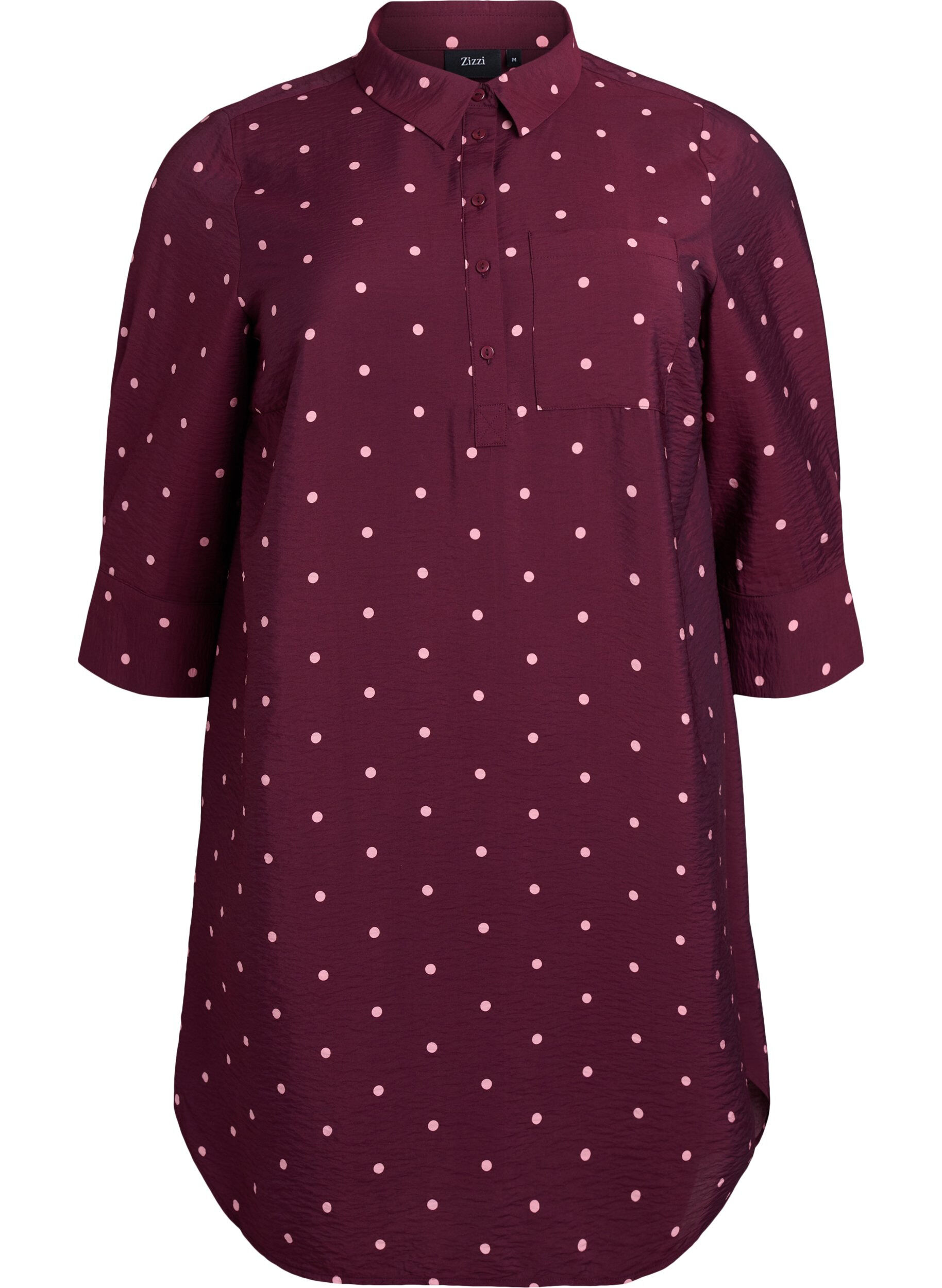 Zizzi Robe courte avec col et poche poitrine, Bordeaux, Packshot image number 0