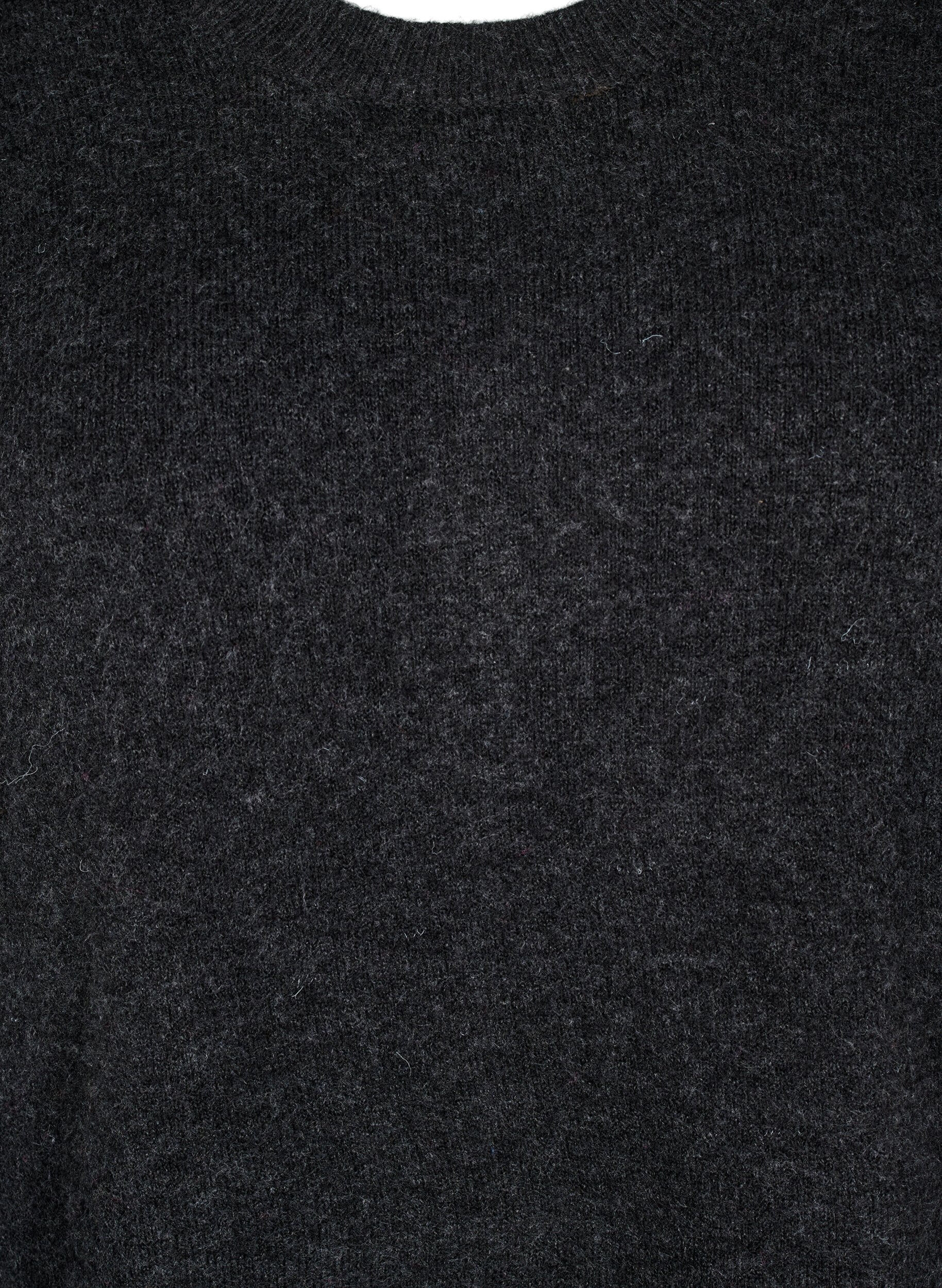 Zizzi Strickkleid mit Schlitzen, Dark Grey Melange, Packshot image number 2