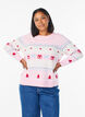 Blouse en maille avec motif de Noël, Rose, Model image number 0