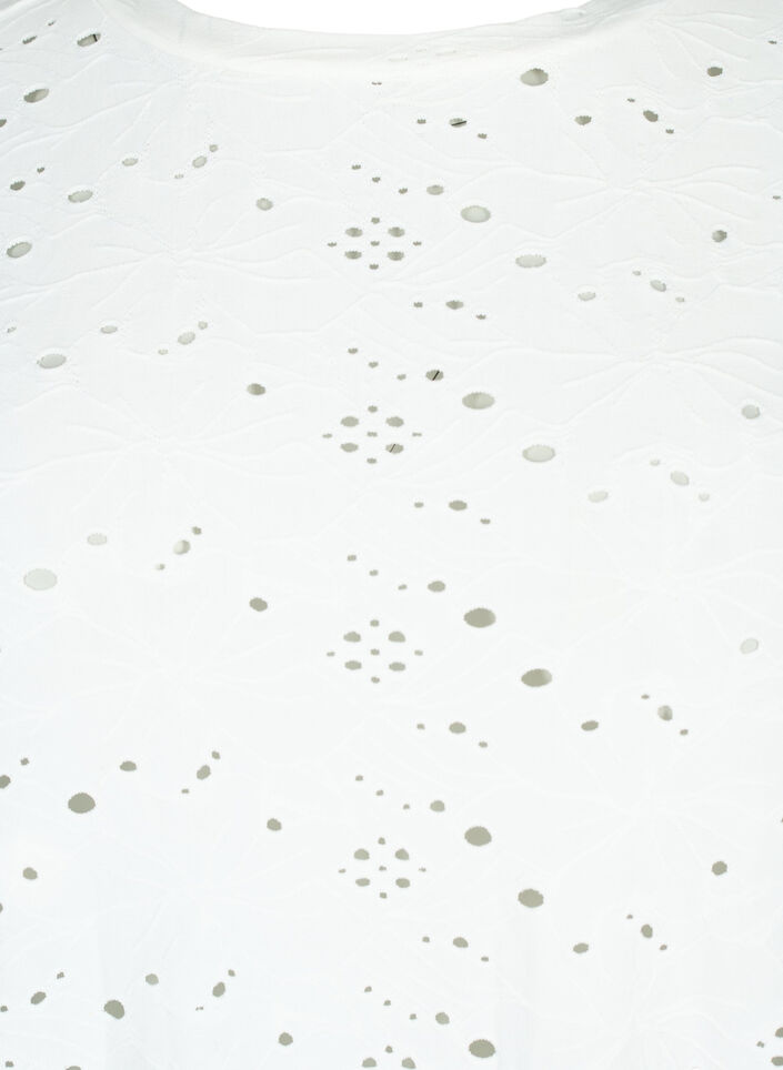 Chemisier à manches longues avec motif à trous, Bright White, Packshot image number 2