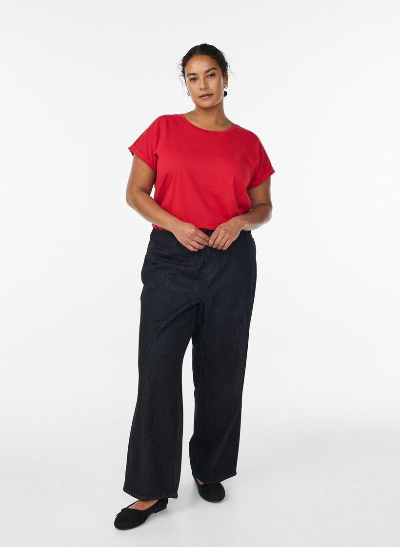 Kurz&auml;rmeliges T-Shirt aus Baumwollmischgewebe, Rot, Model image number 1