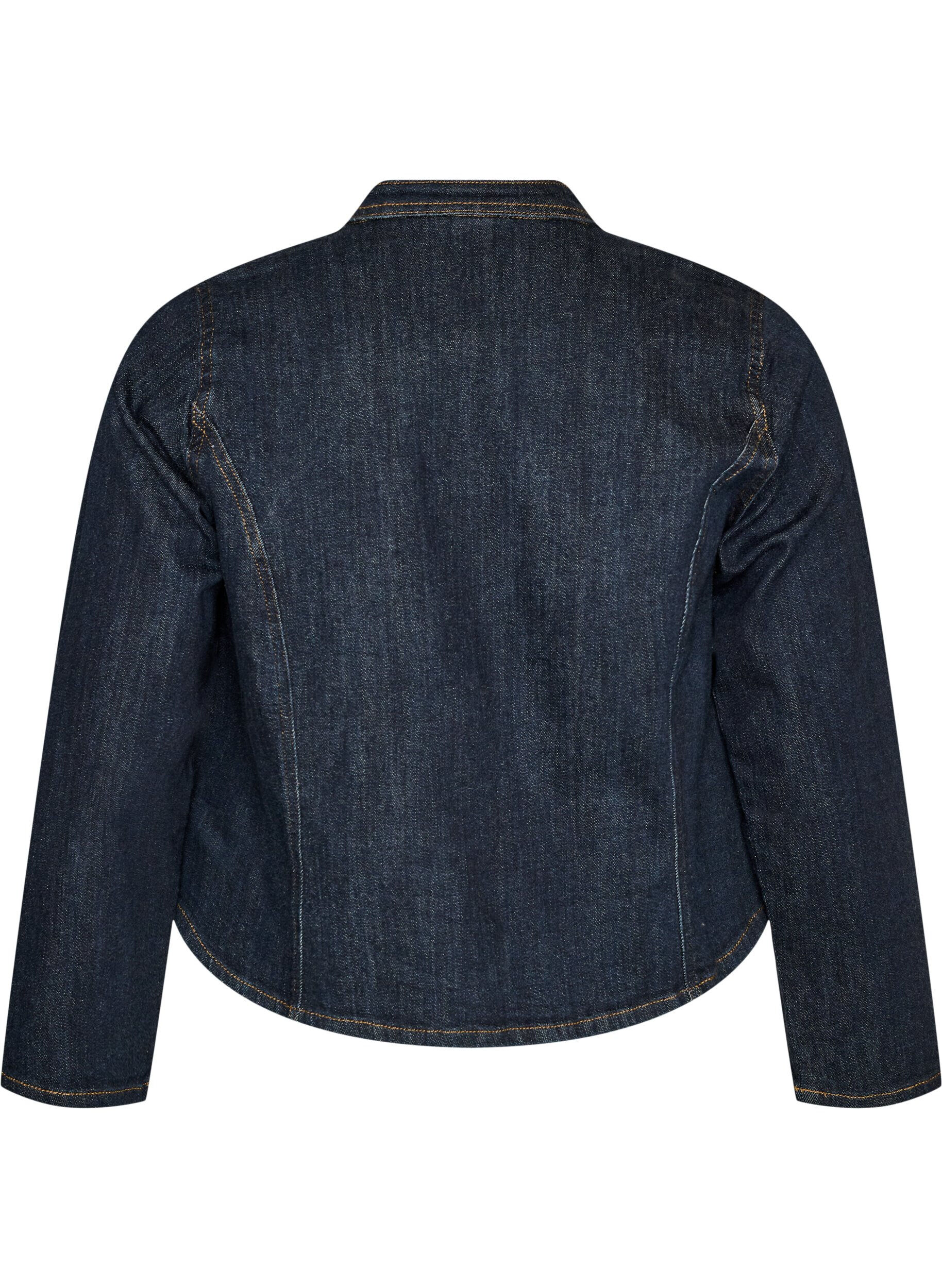 ZizziVeste en denim ajust&eacute;e avec fermeture zipp&eacute;e, Bleu, Packshot image number 1
