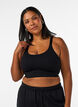 Nahtloser gerippter Sport-BH, Schwarz, Model image number 0