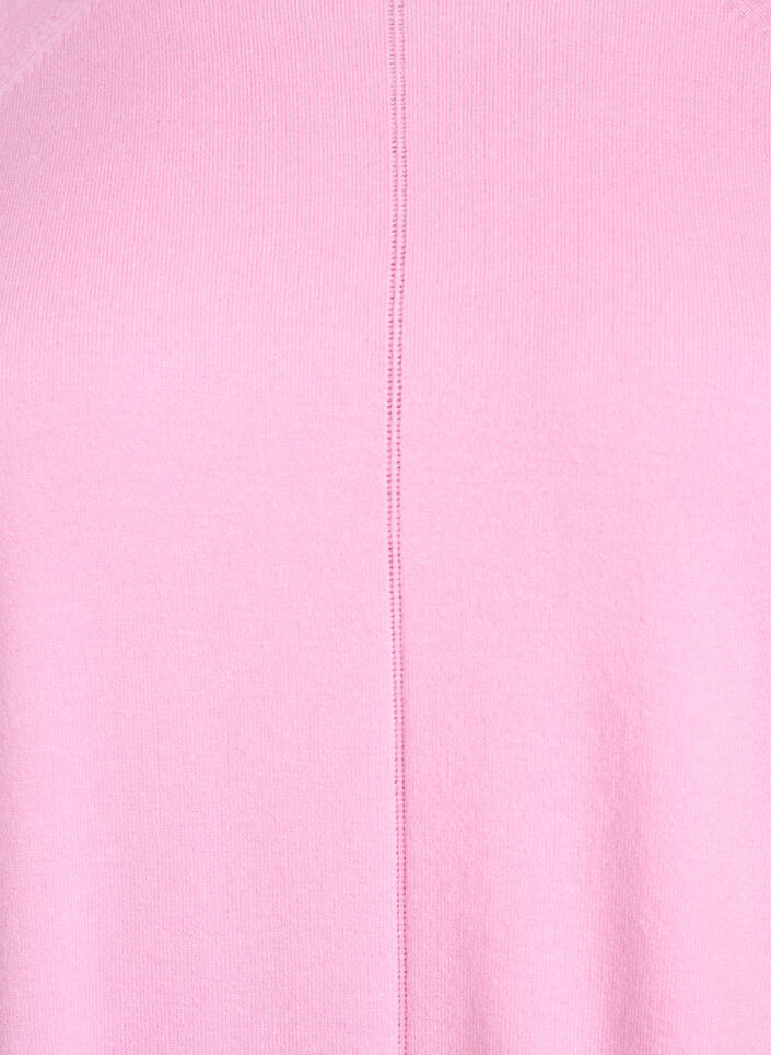 Blouse en maille &agrave; col rond et motif tricot&eacute;, Rose, Packshot image number 2