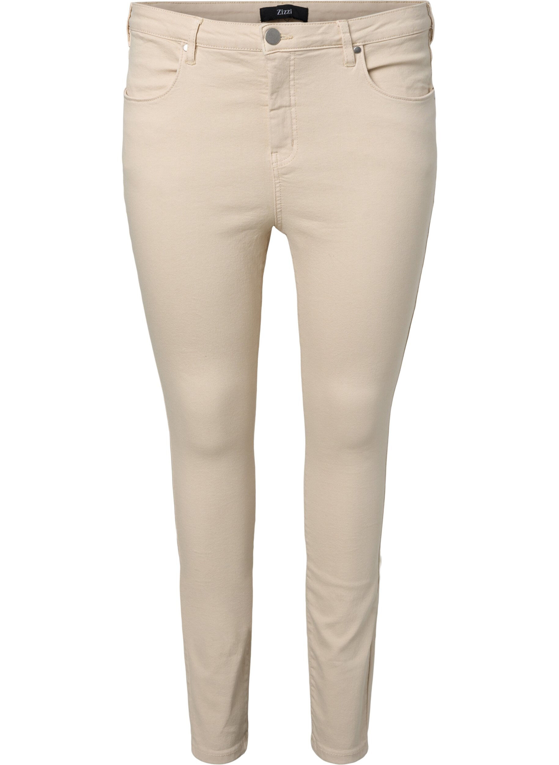 Zizzi Jeans Amy super slim avec taille haute, Oatmeal, Packshot image number 0