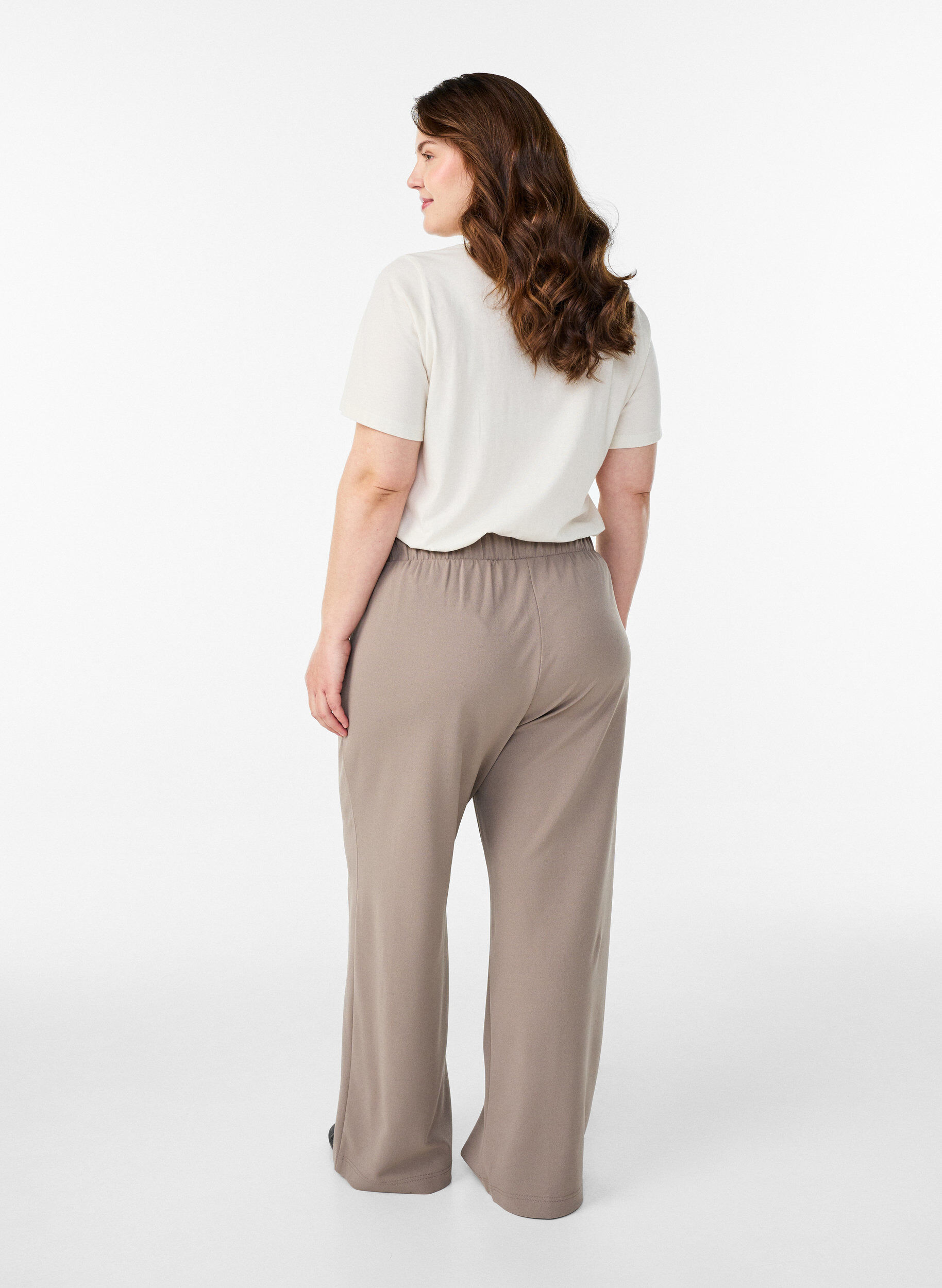 Zizzi FLASH - Hose mit weitem Bein, Beige, Model image number 1