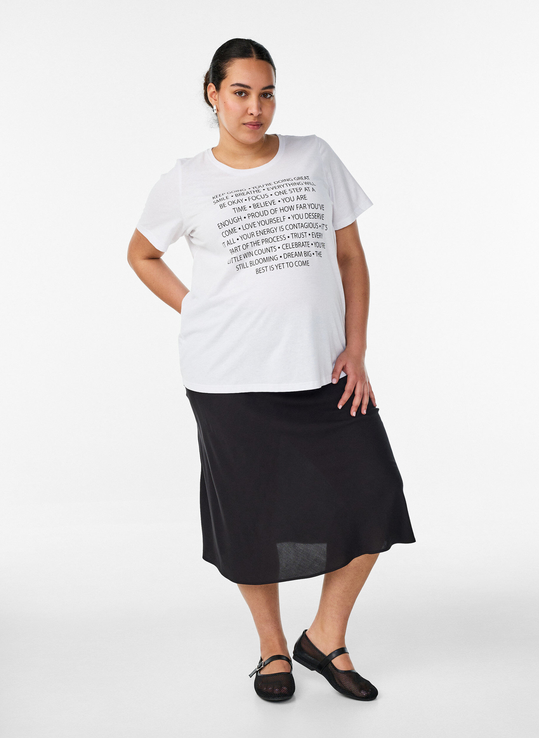 ZizziViskoserock mit elastischem Bund, Schwarz, Model image number 0