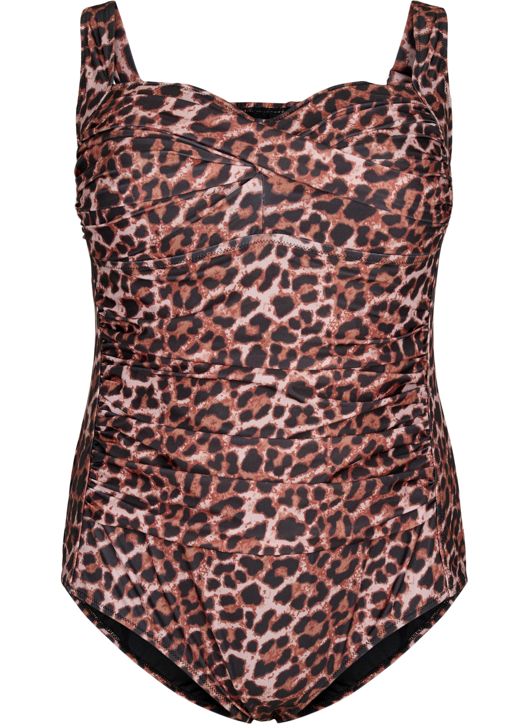 Zizzi Maillot de bain avec drap&eacute; et bonnets rembourr&eacute;s, Leopard, Packshot image number 0