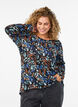 Gemusterte Bluse mit langen Ärmeln, Blau, Model image number 0