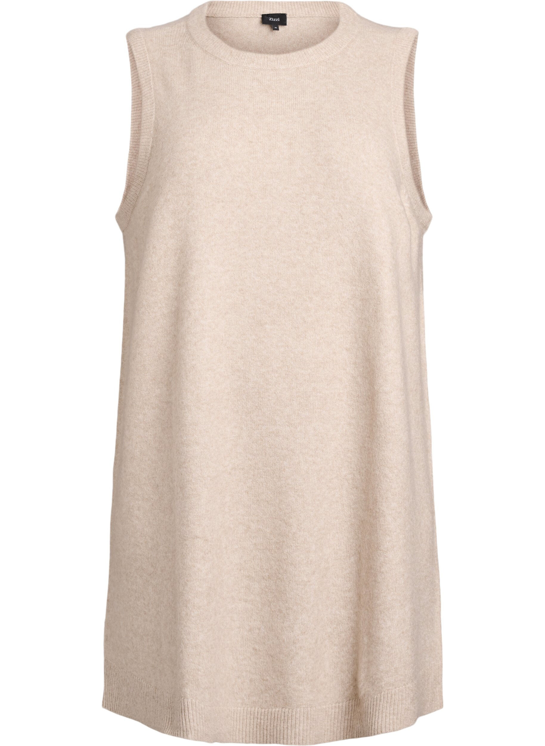ZizziKurzes &auml;rmelloses Strickkleid, Beige, Packshot image number 0