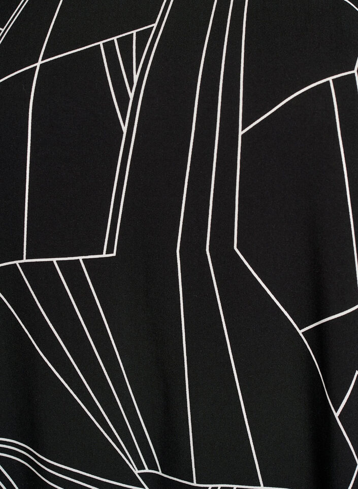 Kurz&auml;rmelige Bluse aus Viskose mit Print, Schwarz, Packshot image number 2