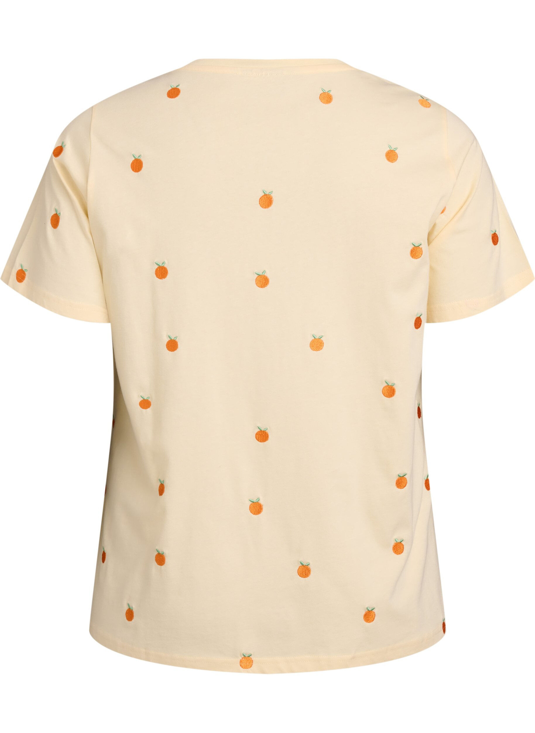 ZizziT-shirt en coton biologique avec motifs brod&eacute;s, Jaune clair, Packshot image number 1