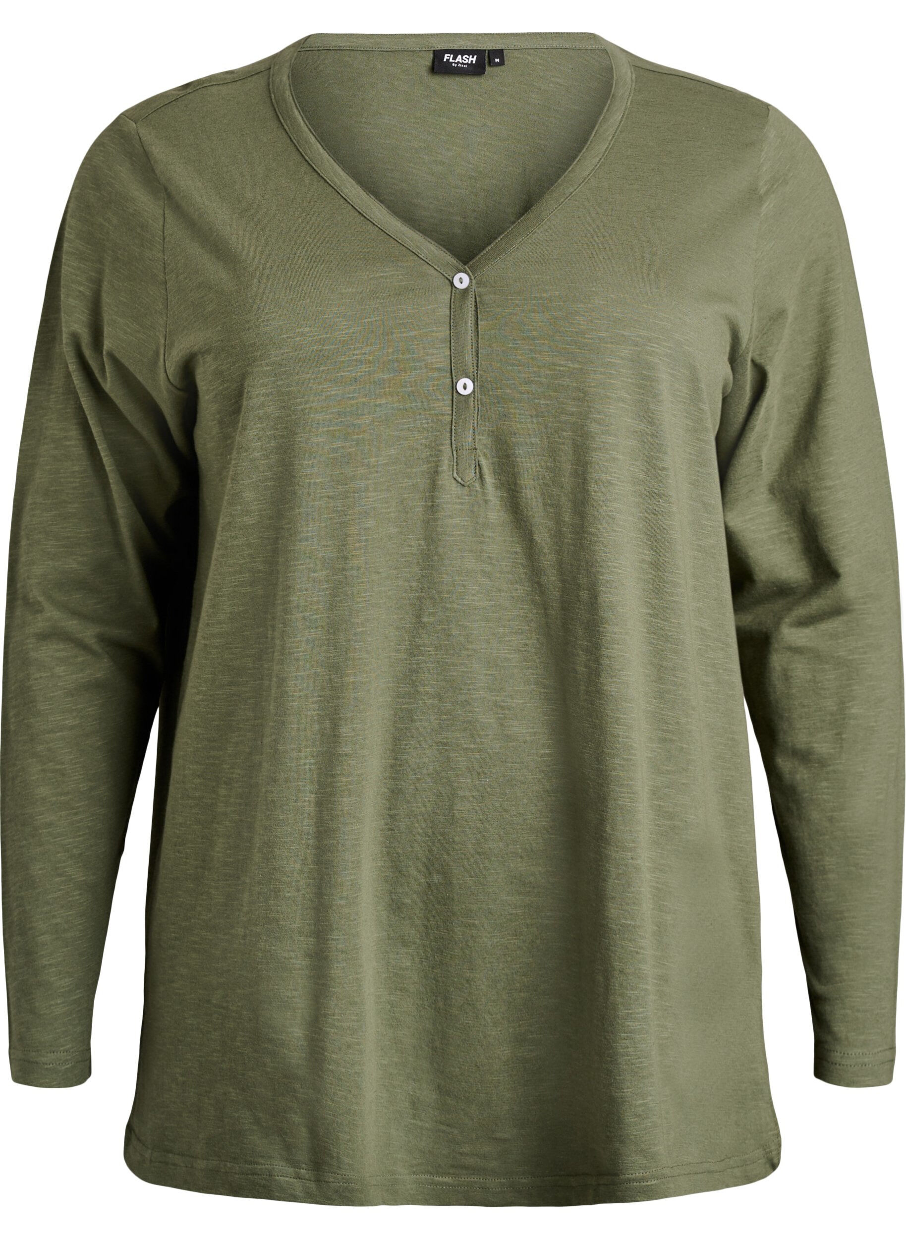 FLASH - Langarmshirt mit V-Ausschnitt und Kn&ouml;pfen