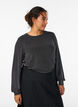 Blouse avec motif &agrave; chevrons et fil paillet&eacute;, Noir, Model image number 0