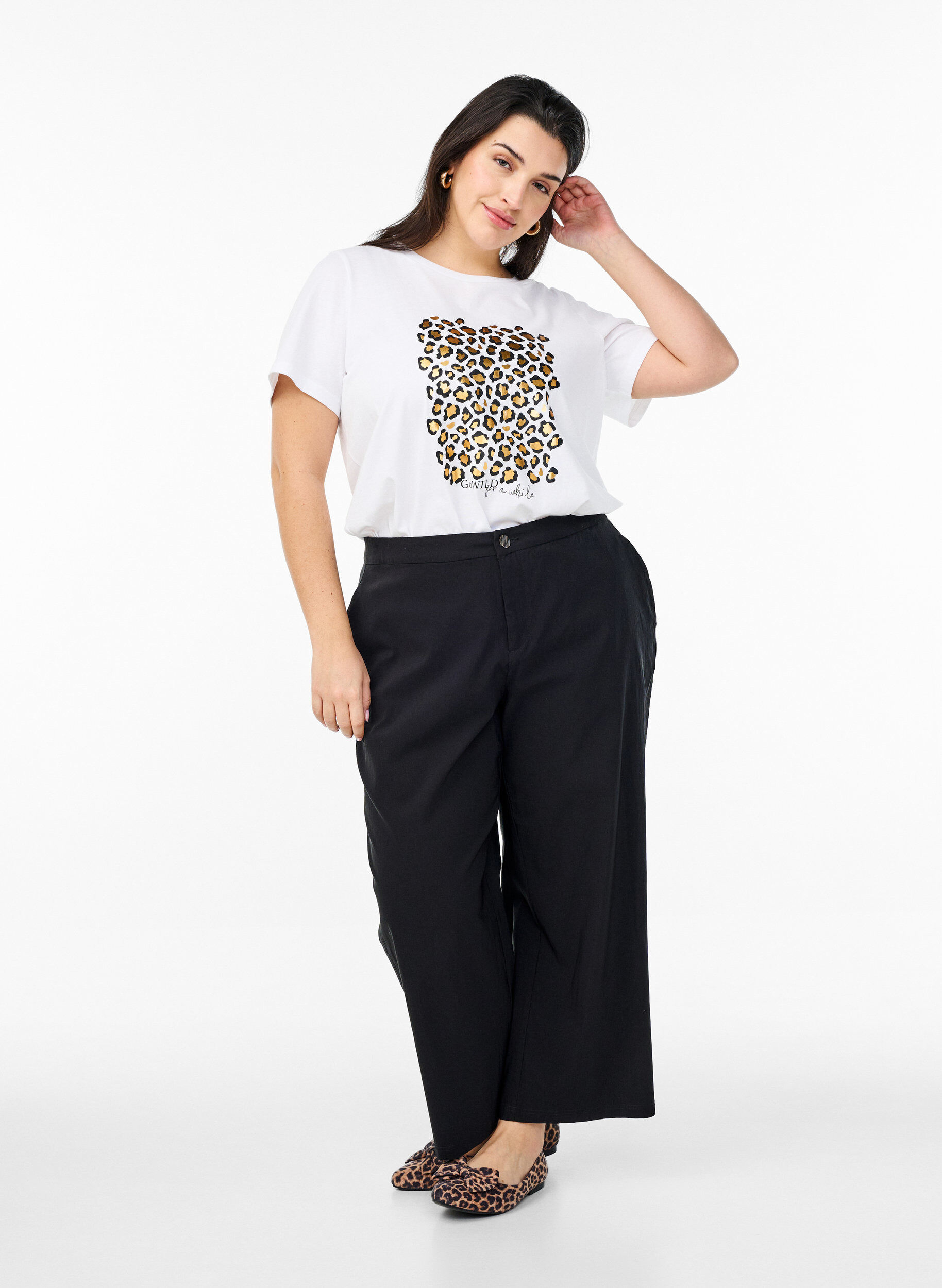 Zizzi Culotte-Hose aus Stoffmix, Schwarz, Model image number 0
