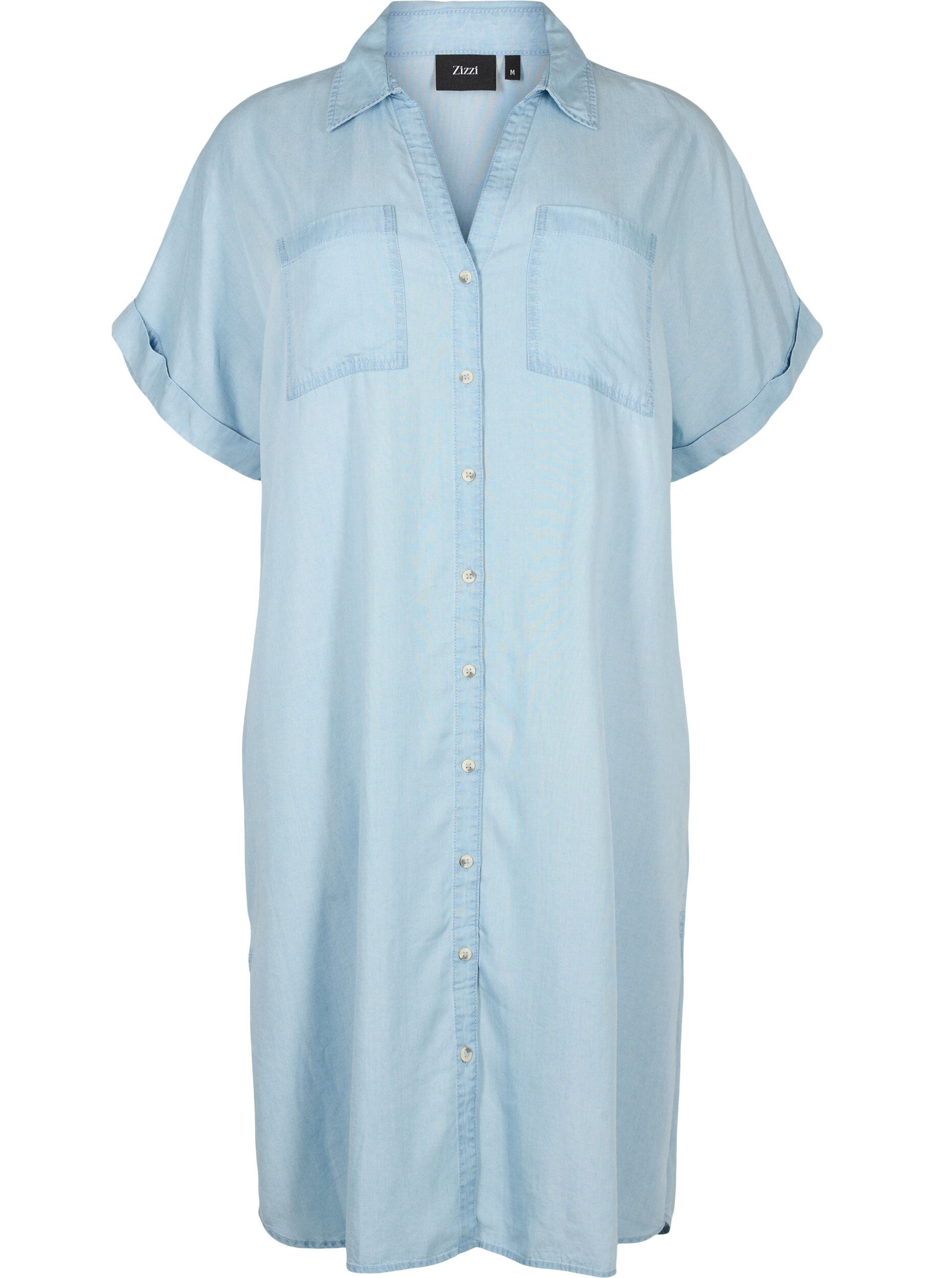 Zizzi Robes &agrave; manches courtes en lyocell (TENCEL&trade;), Light blue denim, Packshot image number 0