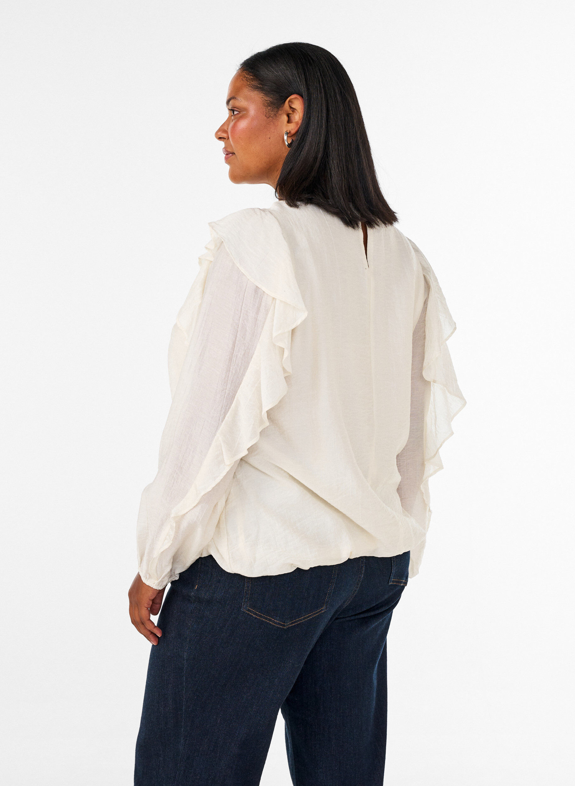 ZizziBlouse avec volants et coupe ballon, Vanille, Model image number 2