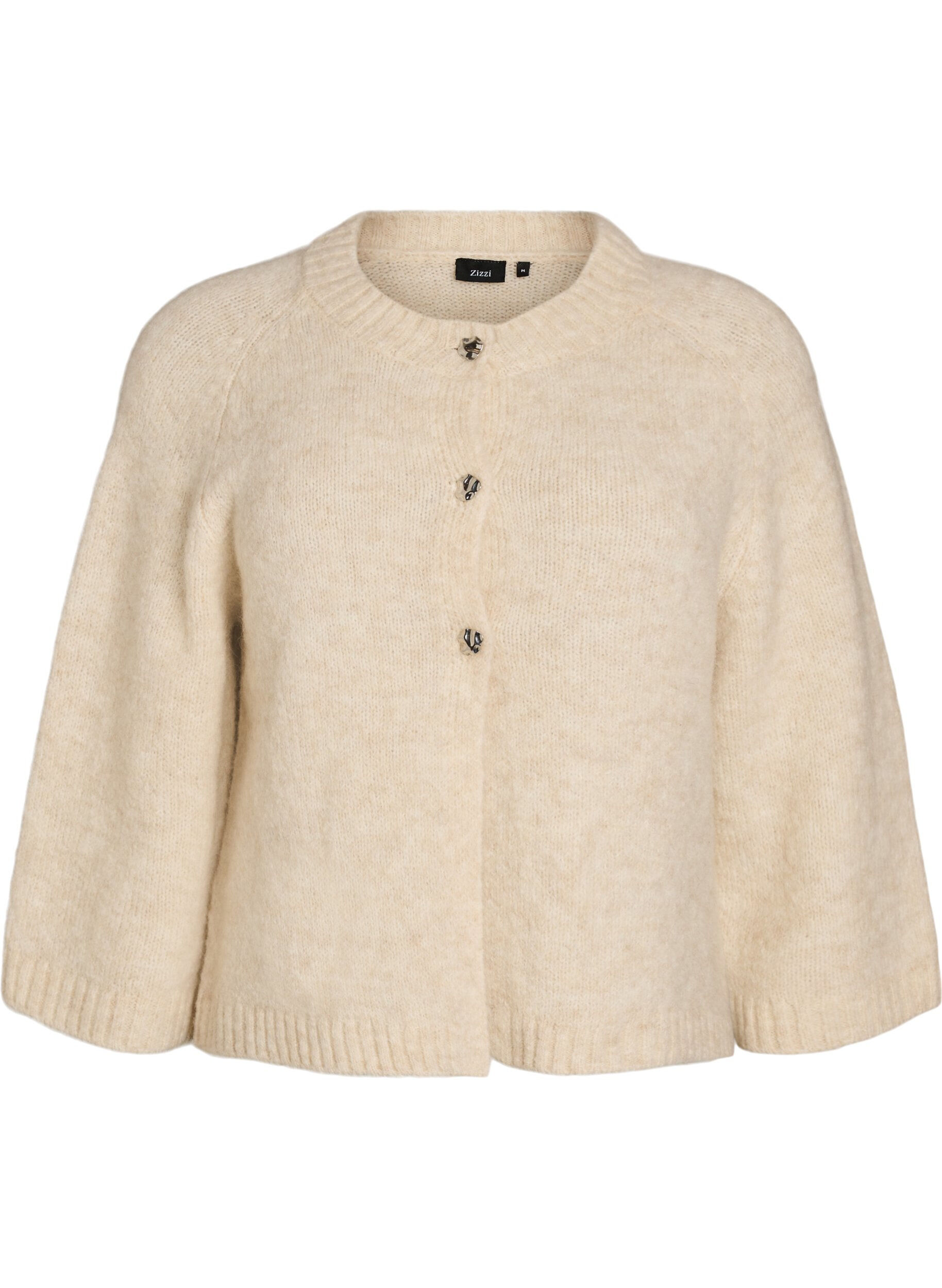 ZizziCardigan en m&eacute;lange de laine avec manches trois-quarts, Beige, Packshot image number 0
