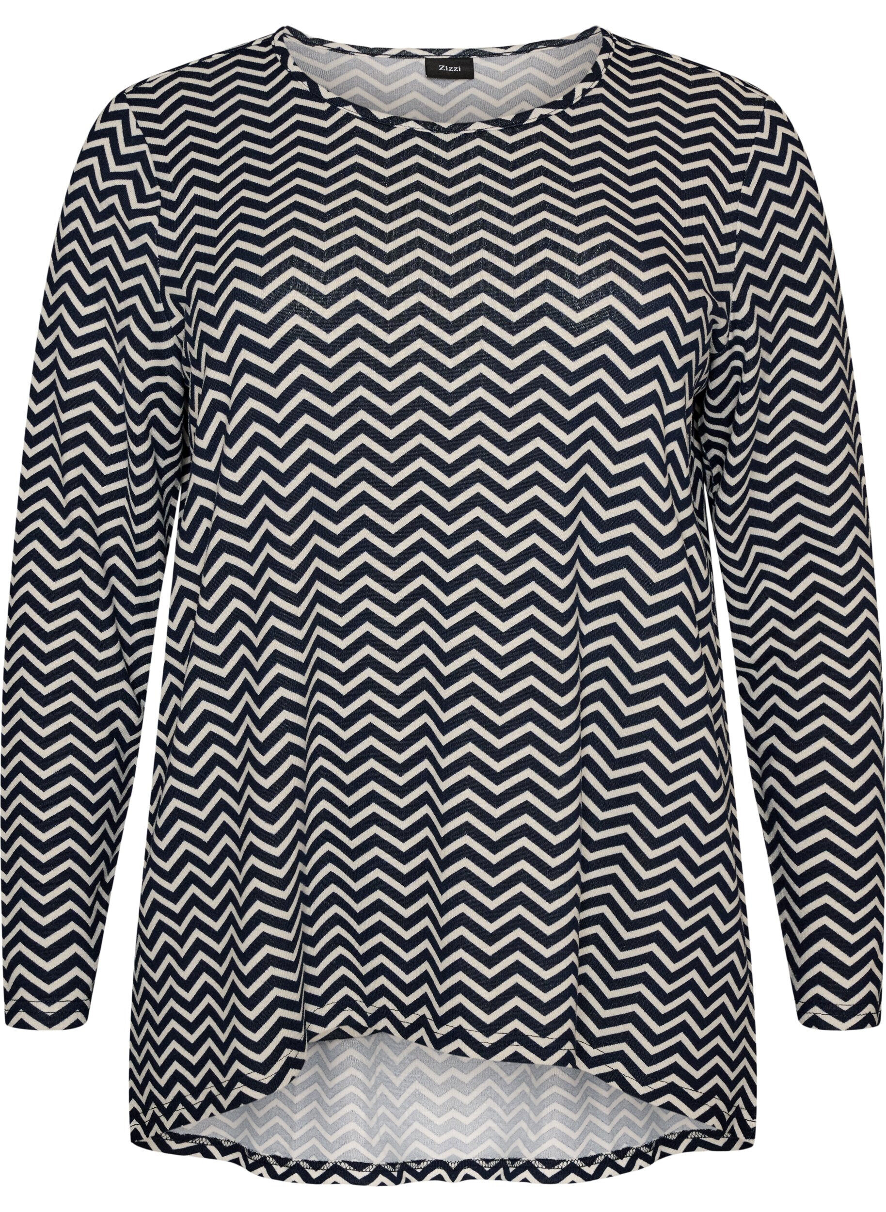 Gemusterte Bluse mit langen &Auml;rmeln