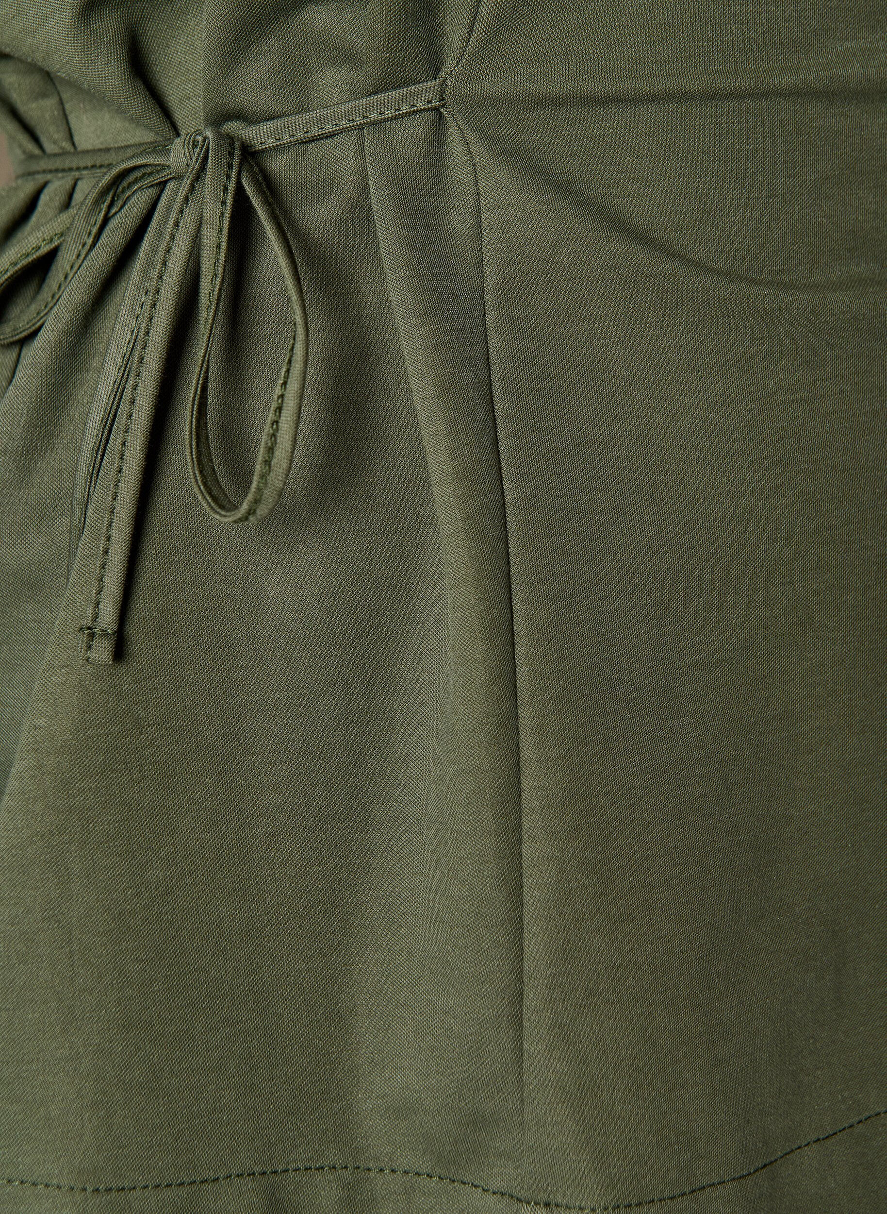 ZizziBluse aus einer Baumwollmischung mit V-Ausschnitt und Bindeband, Gr&uuml;n, Packshot image number 2