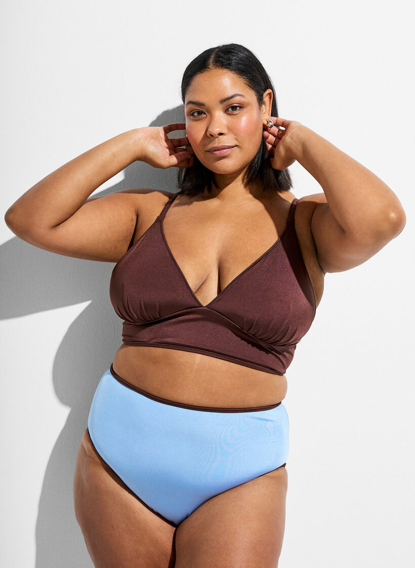 Wende-Bikinihose mit normaler Taillenh&ouml;he, Braun, Model image number 0