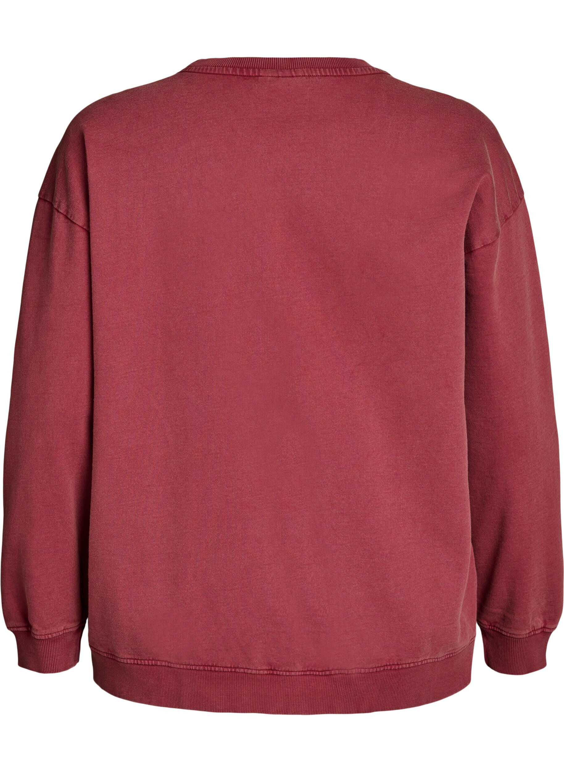 Zizzi Lockeres Sweatshirt im gewaschenen Look, Rot, Packshot image number 1