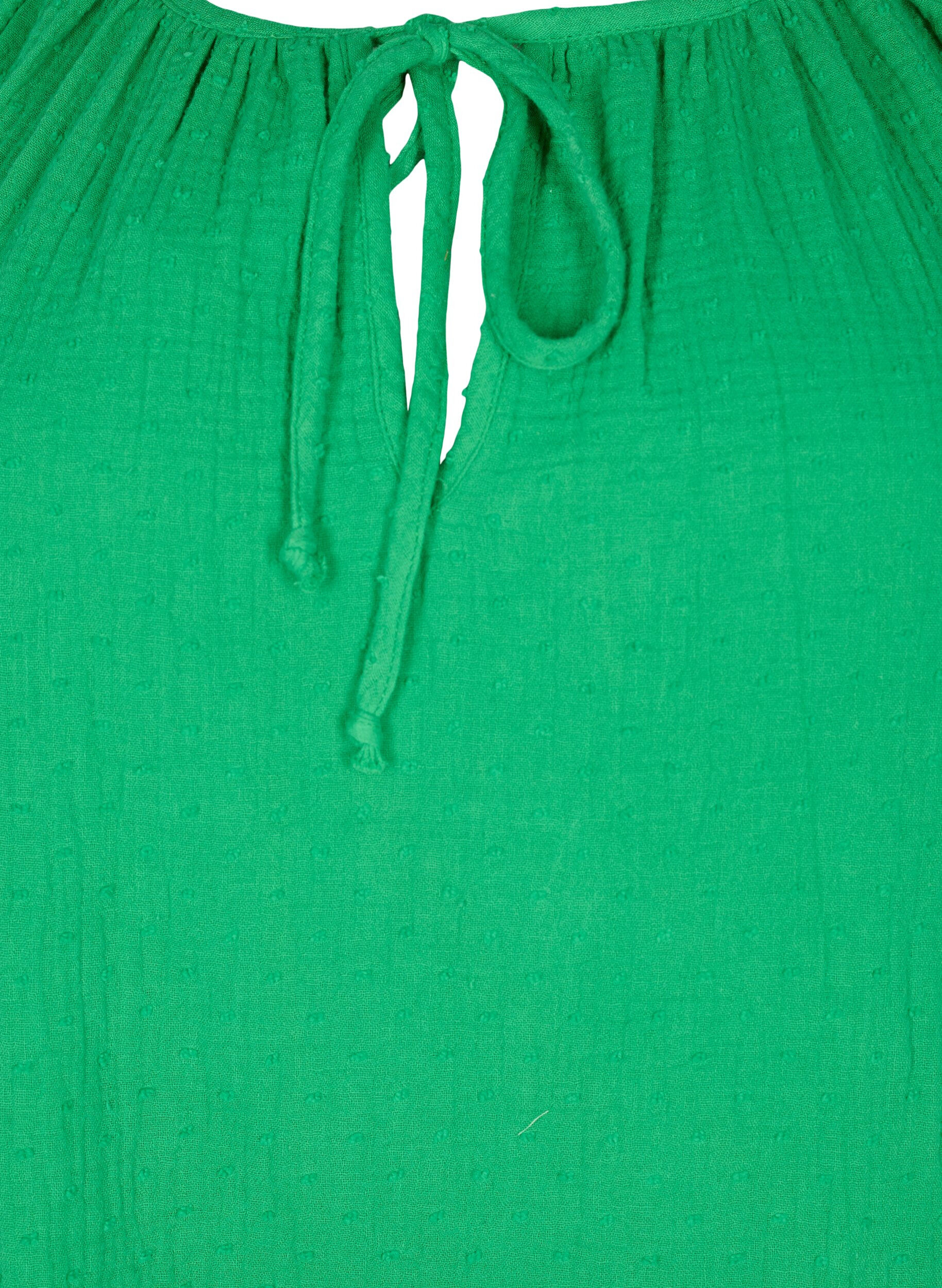 Zizzi Blouse en coton &agrave; manches mi-longues, Bright Green, Packshot image number 2