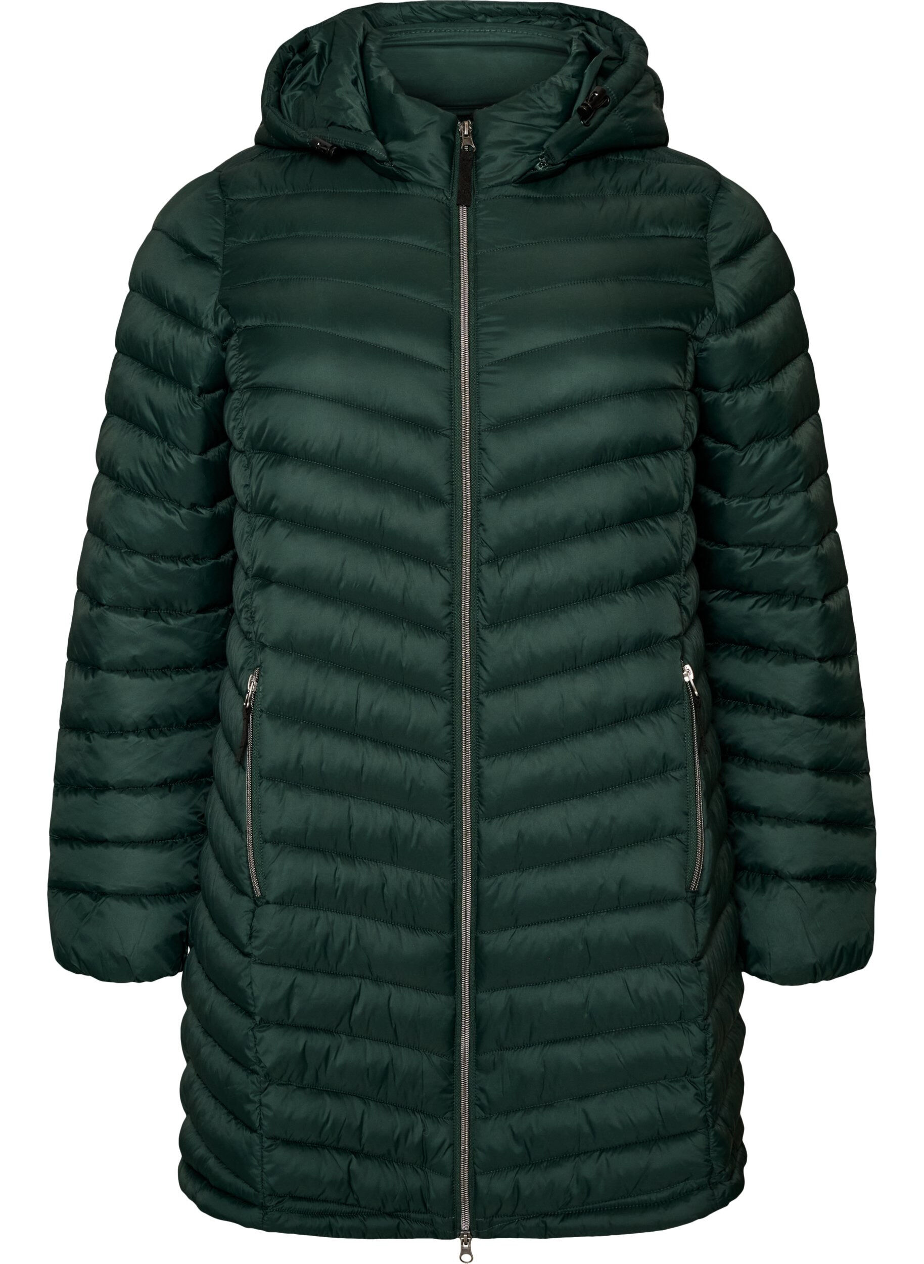 ZizziVeste l&eacute;g&egrave;re avec des poches et une capuche d&eacute;tachable, Vert fonc&eacute;, Packshot image number 0