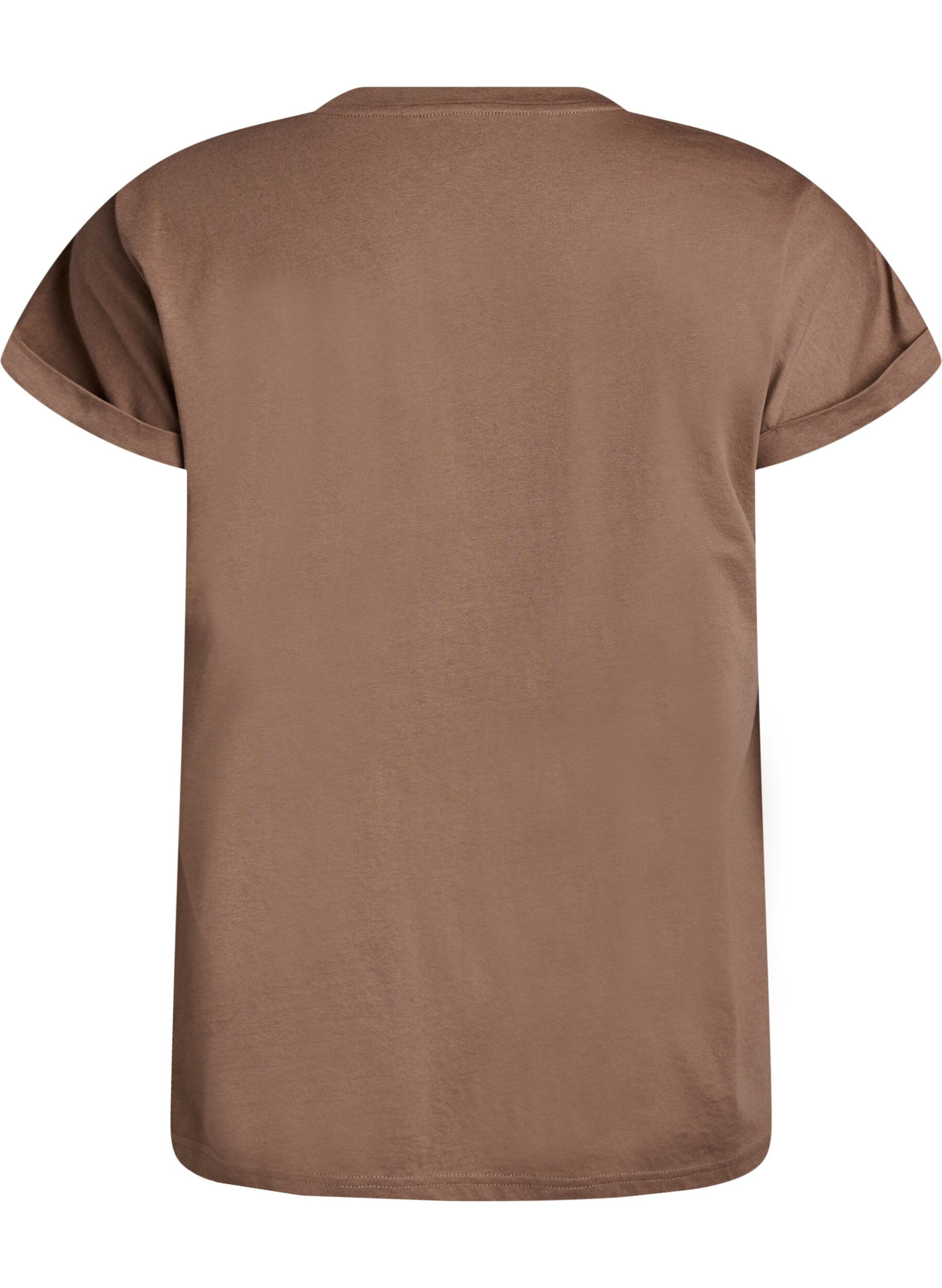 ZizziKurz&auml;rmliges T-Shirt aus einer Baumwollmischung, Braun, Packshot image number 1