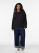T-shirt Basic avec manches longues, Noir, Model image number 1