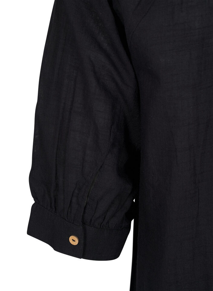 Tunique en coton avec col en V, Noir, Packshot image number 3