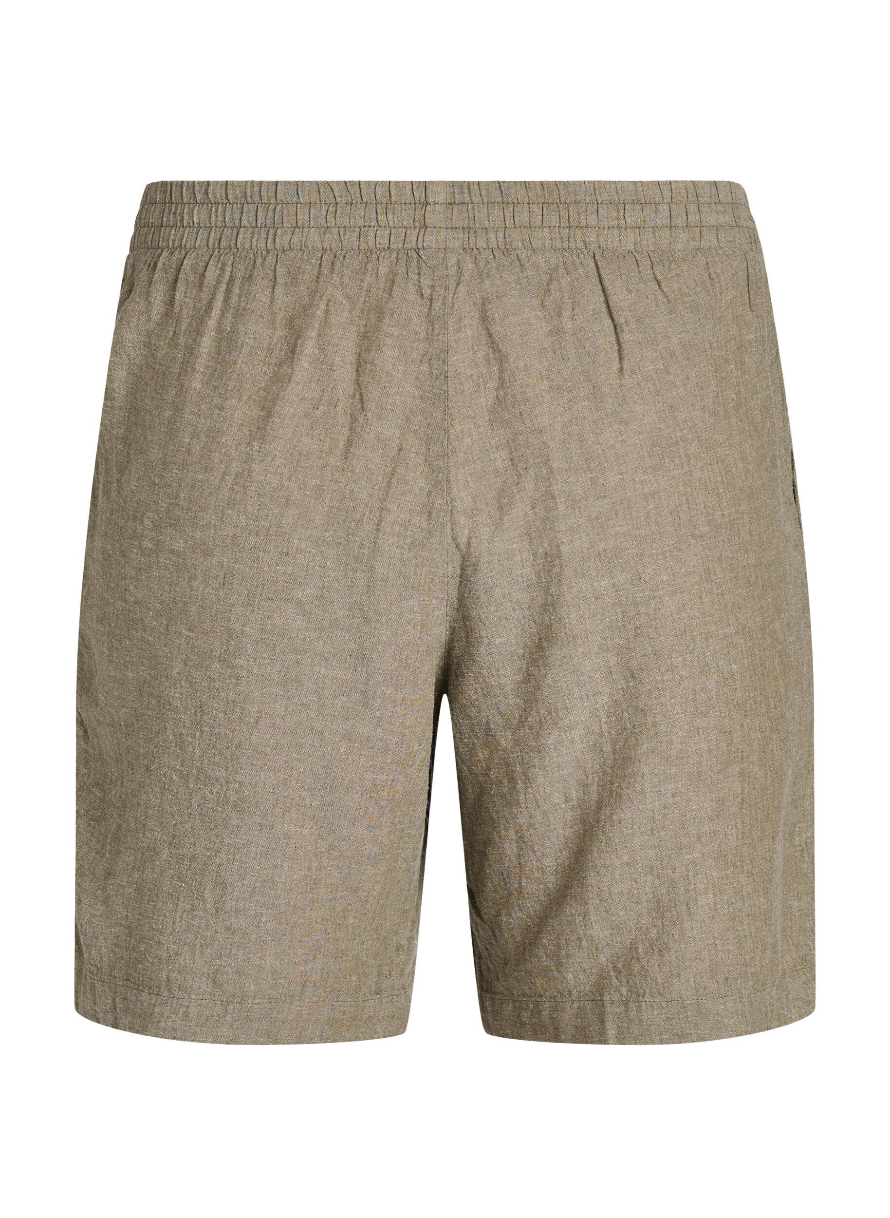 Zizzi Hoch taillierte Shorts aus Leinen und Viskose, Gr&uuml;n, Packshot image number 1