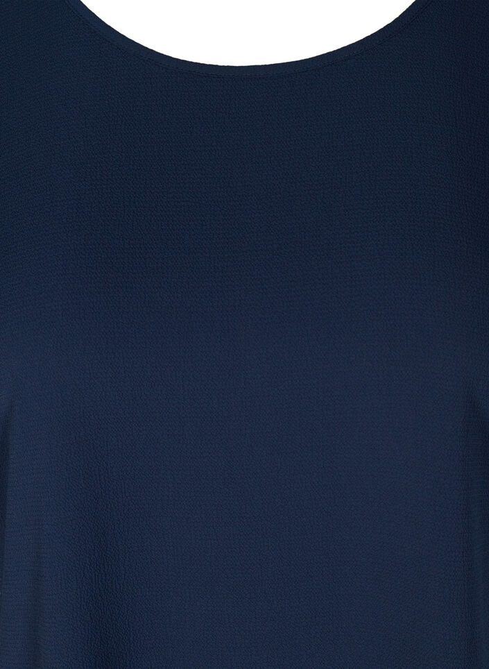 Bluse mit kurzen &Auml;rmeln und Rundhalsausschnitt, Blau, Packshot image number 2