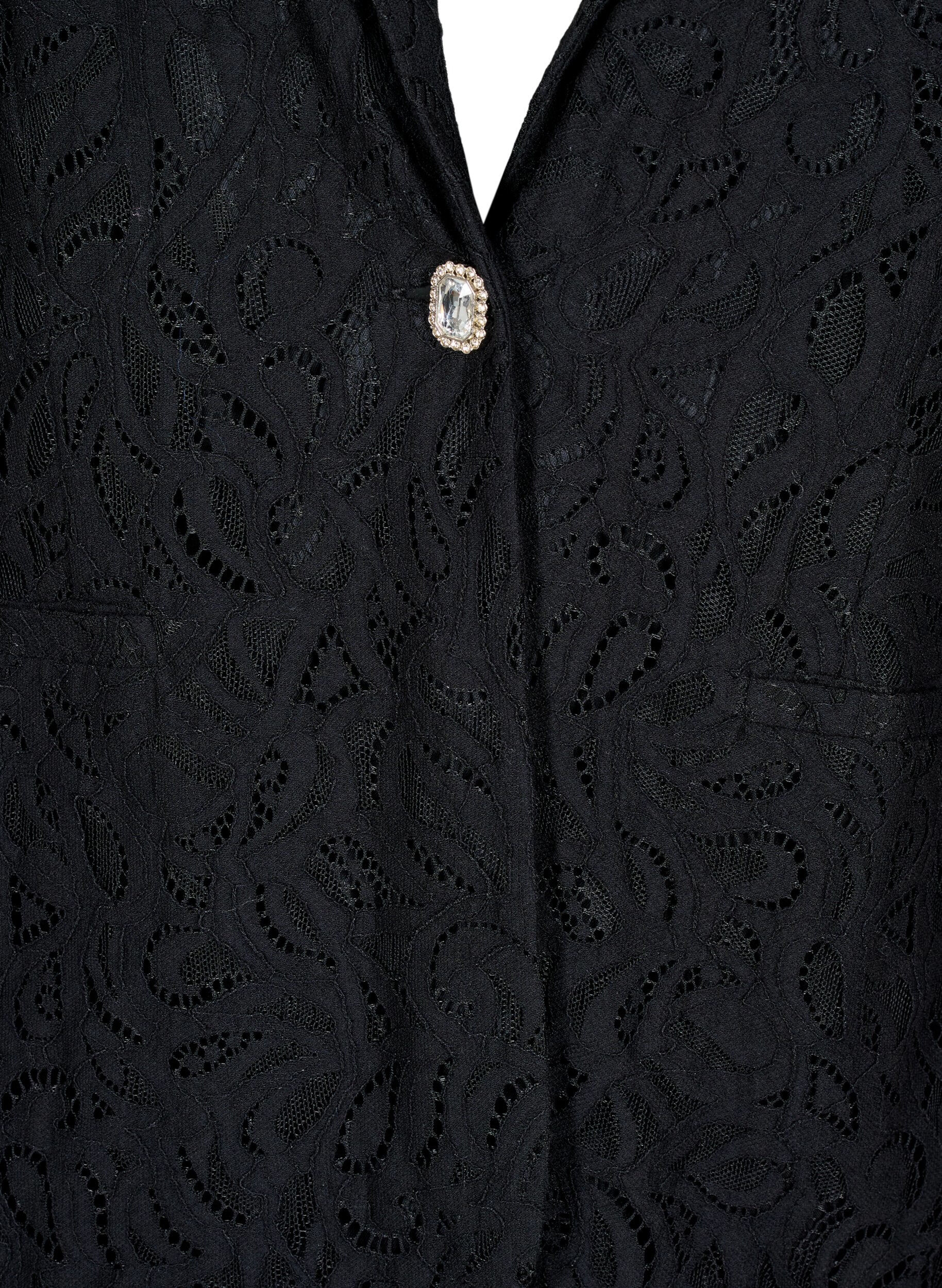 Zizzi Spitzenblazer mit Taschen, Black, Packshot image number 2