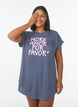 Chemise de nuit &agrave; manches courtes avec imprim&eacute; de texte, Gris bleut&eacute;, Model image number 0