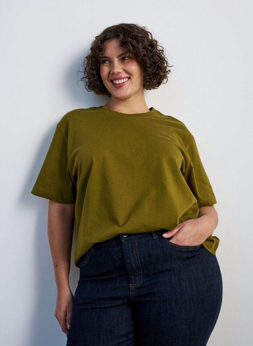 T-shirt coupe boxy en coton, 2262, Model image number 0