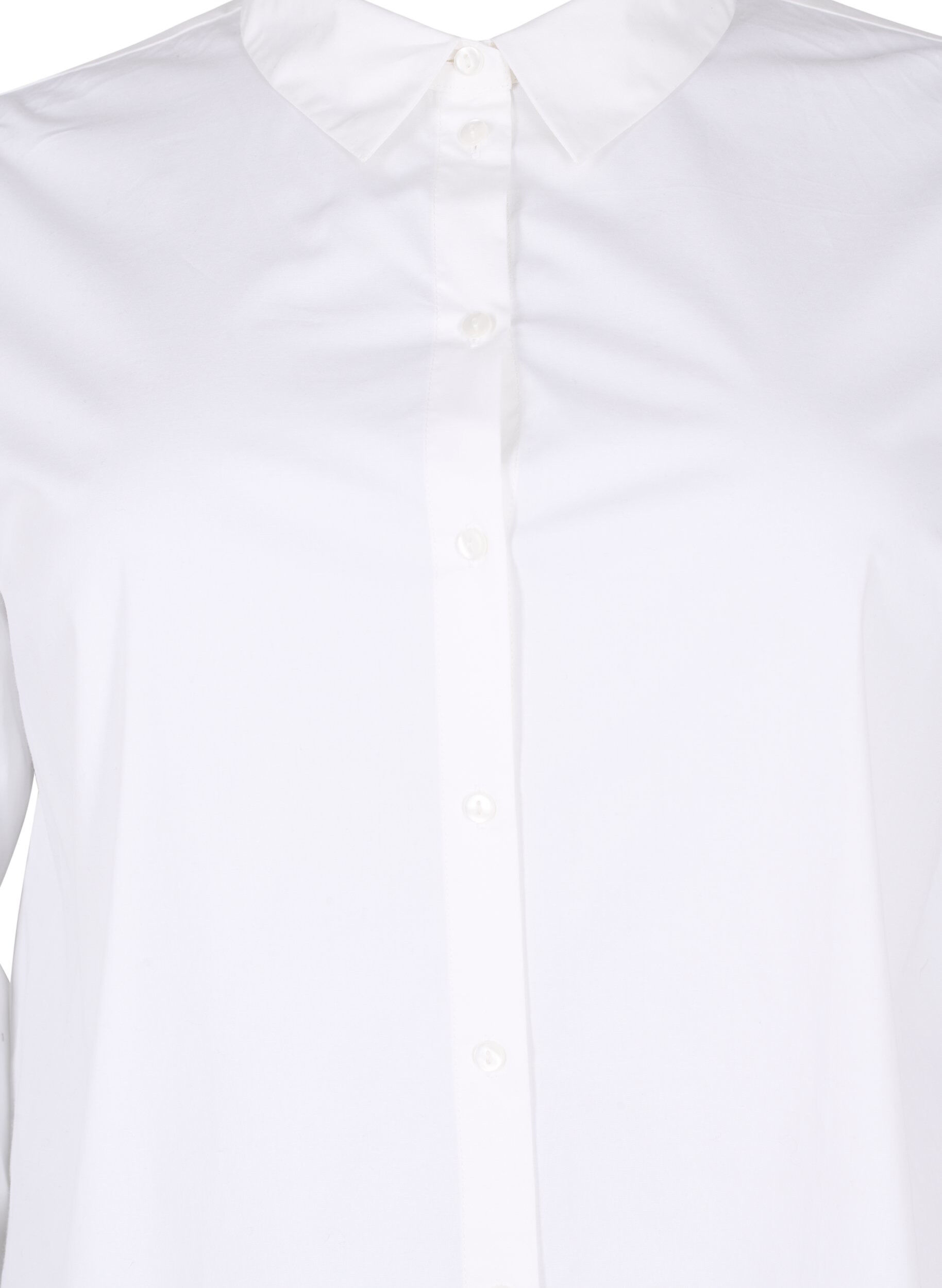 Zizzi Chemise en coton longue, Bright White, Packshot image number 2