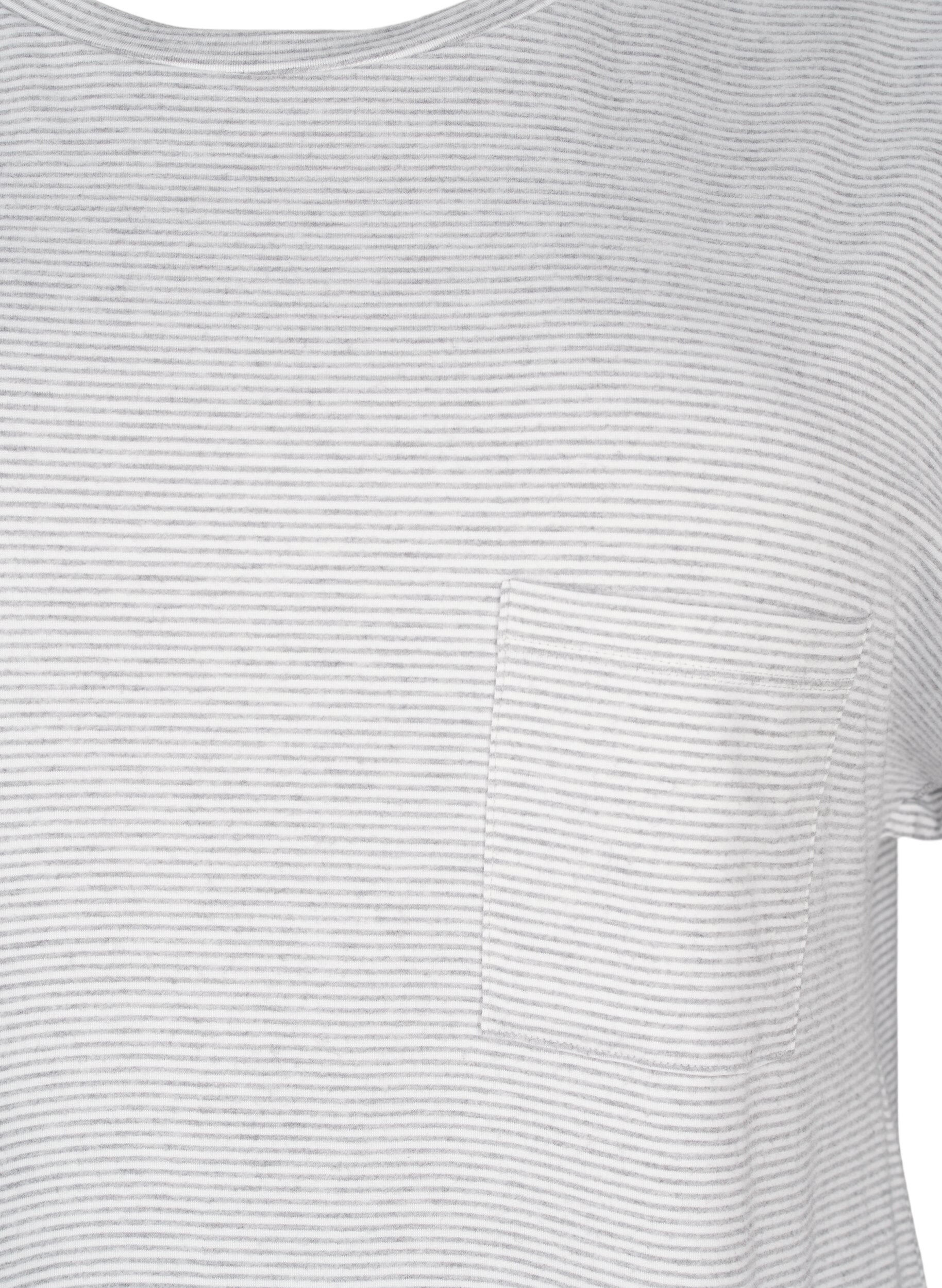 Zizzi Gestreiftes Nachthemd mit kurzen &Auml;rmeln, Grau, Packshot image number 2