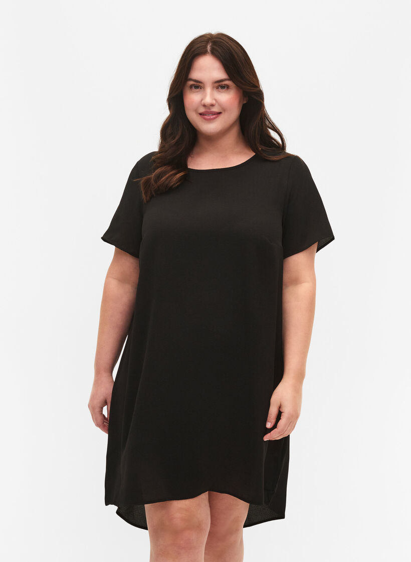 Kleid mit kurzen &Auml;rmeln, Schwarz, Model image number 0