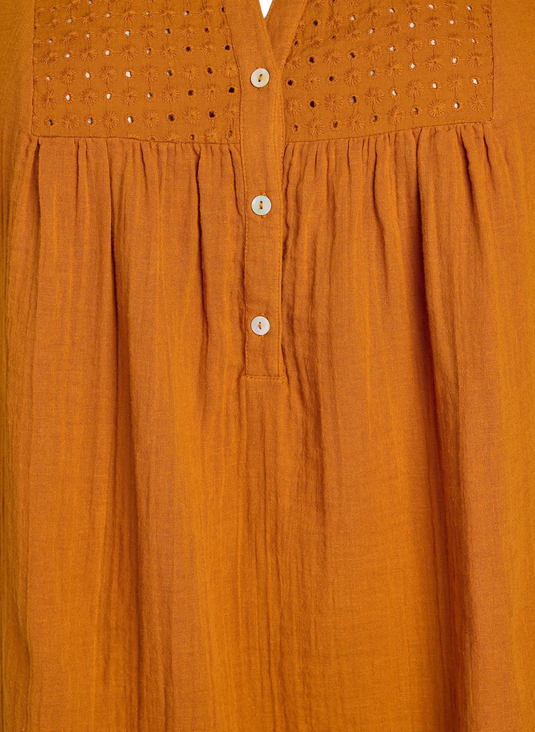 Zizzi Tunika aus Baumwollmusselin mit Broderie Anglaise, Orange, Packshot image number 2