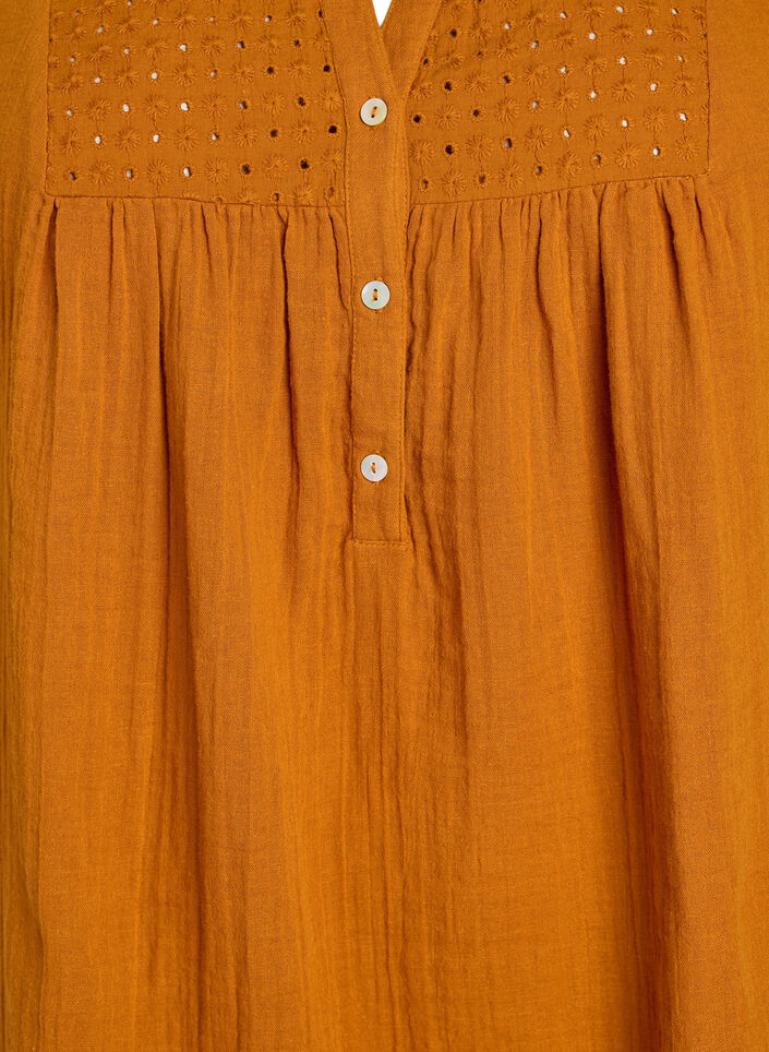 Tunika aus Baumwollmusselin mit Broderie Anglaise, Orange, Packshot image number 2