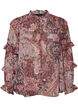 Bluse mit Paisleymuster und R&uuml;schendetails, lila, Packshot image number 0
