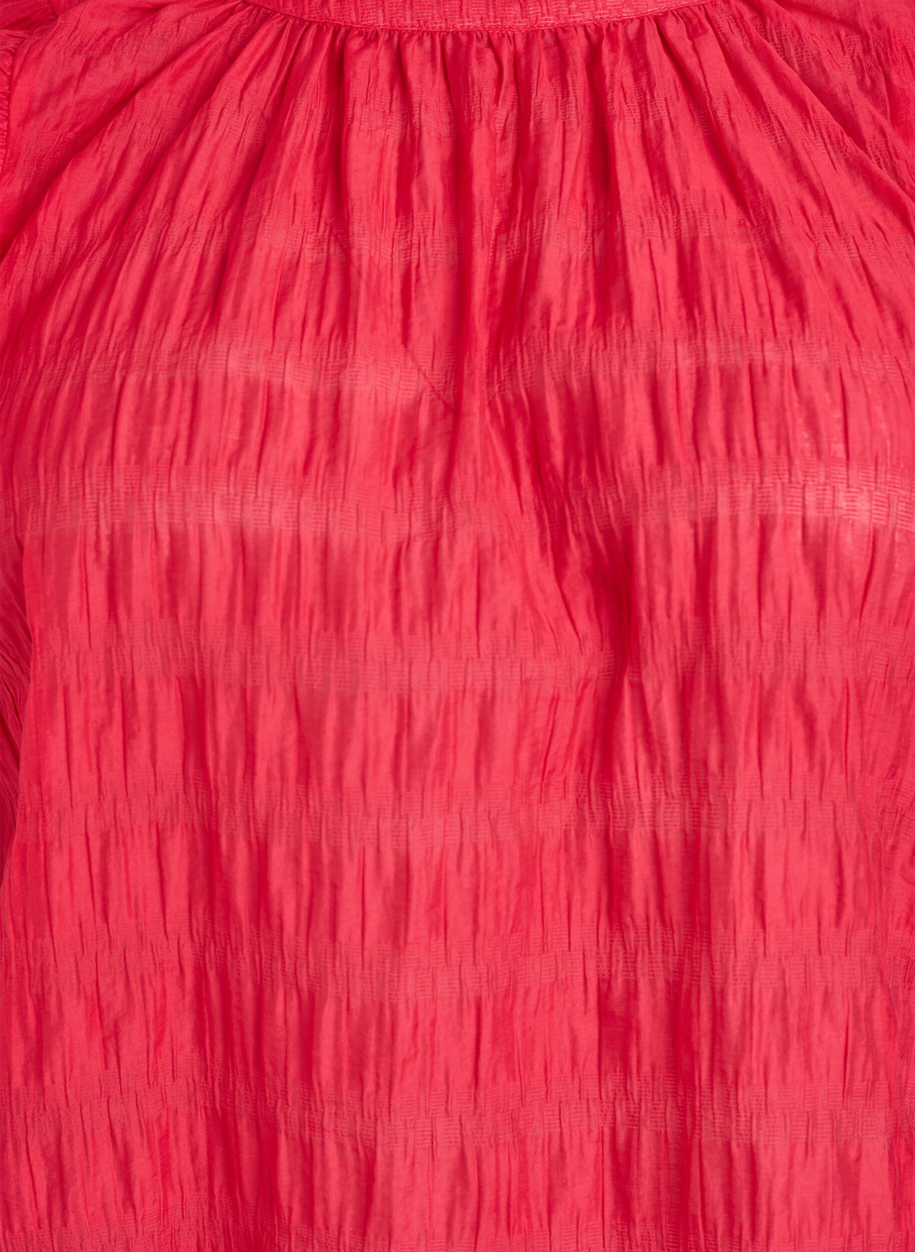 Zizzi&Auml;rmellose Bluse mit Struktur und R&uuml;schen, Rot, Packshot image number 2
