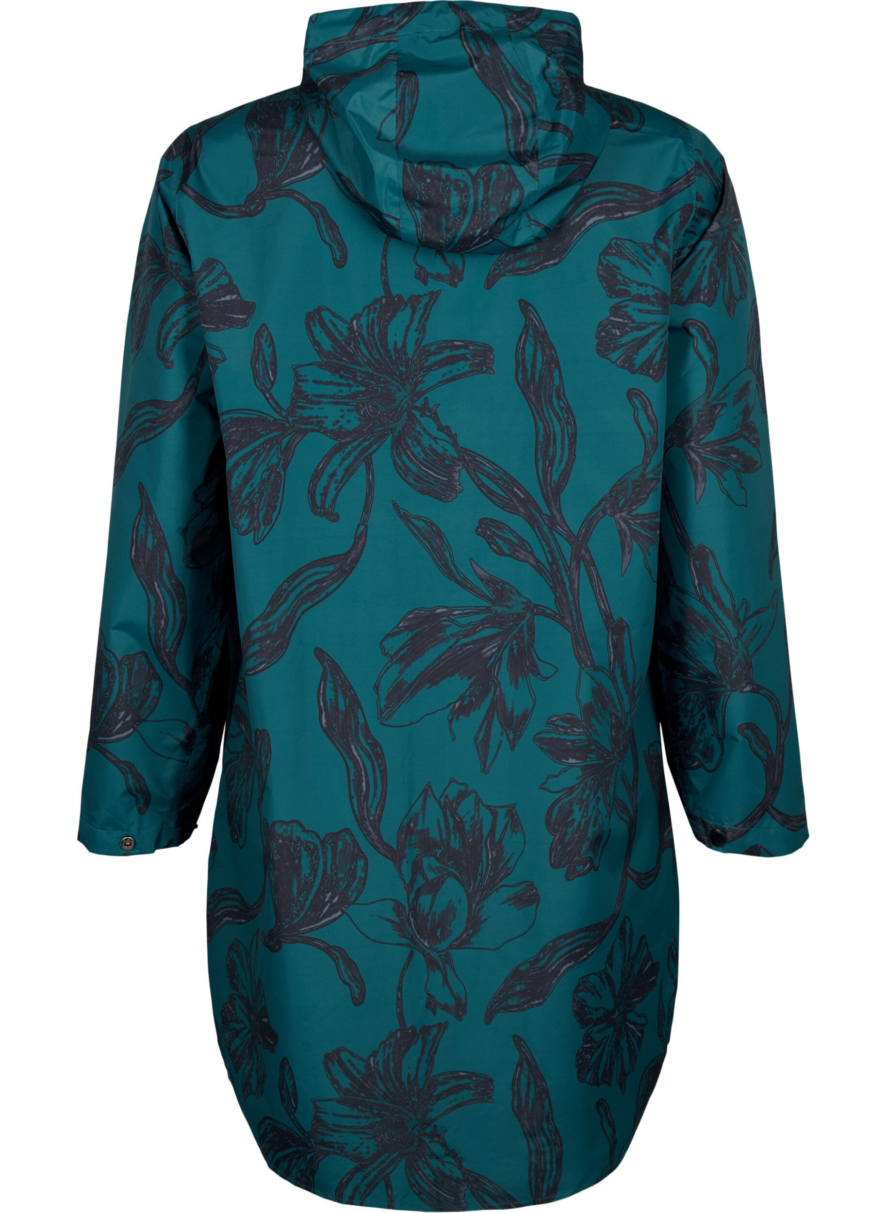 Zizzi Veste de pluie avec impression, Deep Teal Black, Packshot image number 1