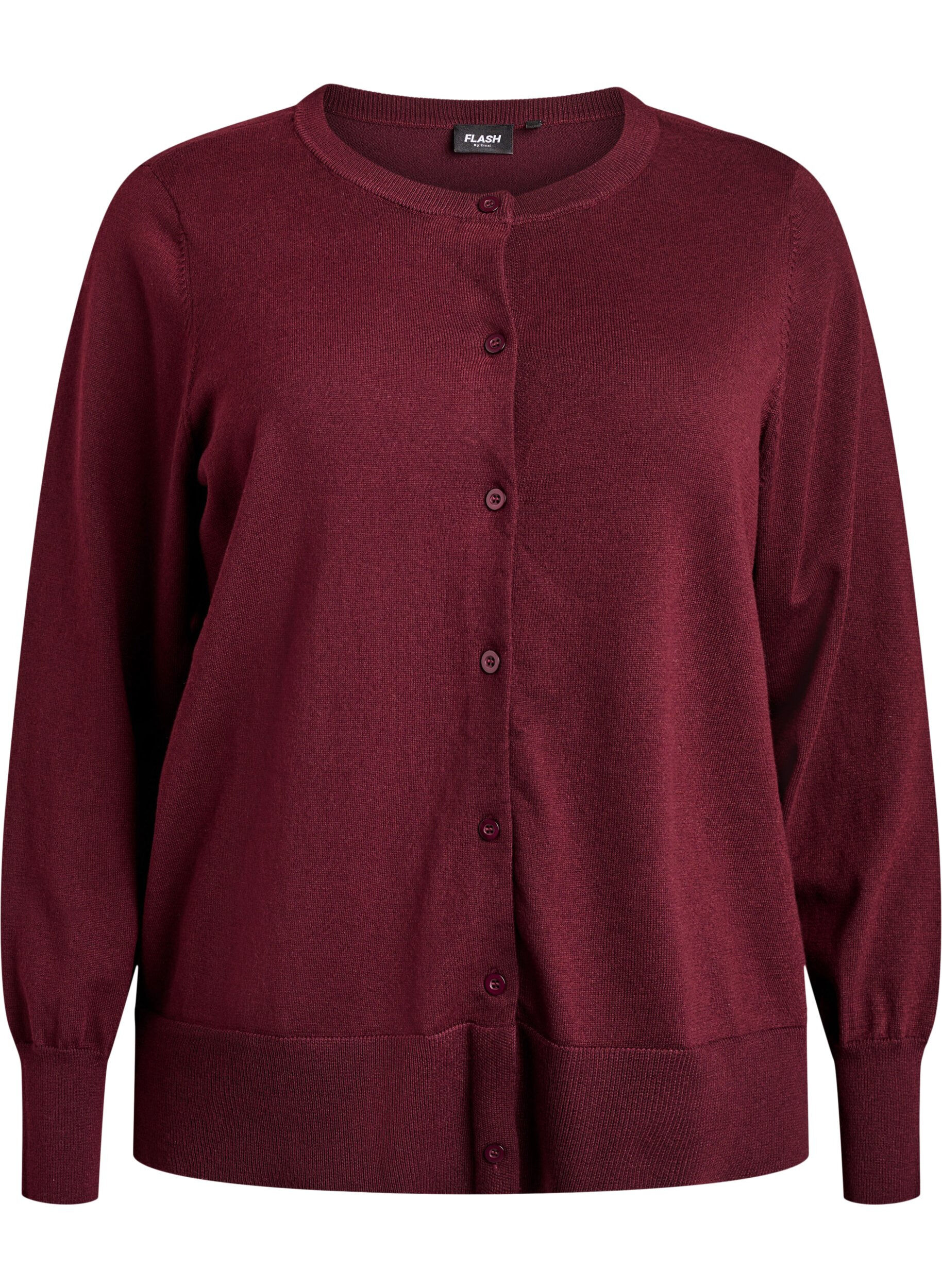 ZizziFeinstrick-Strickjacke mit Rundhalsausschnitt, Rot, Packshot image number 0