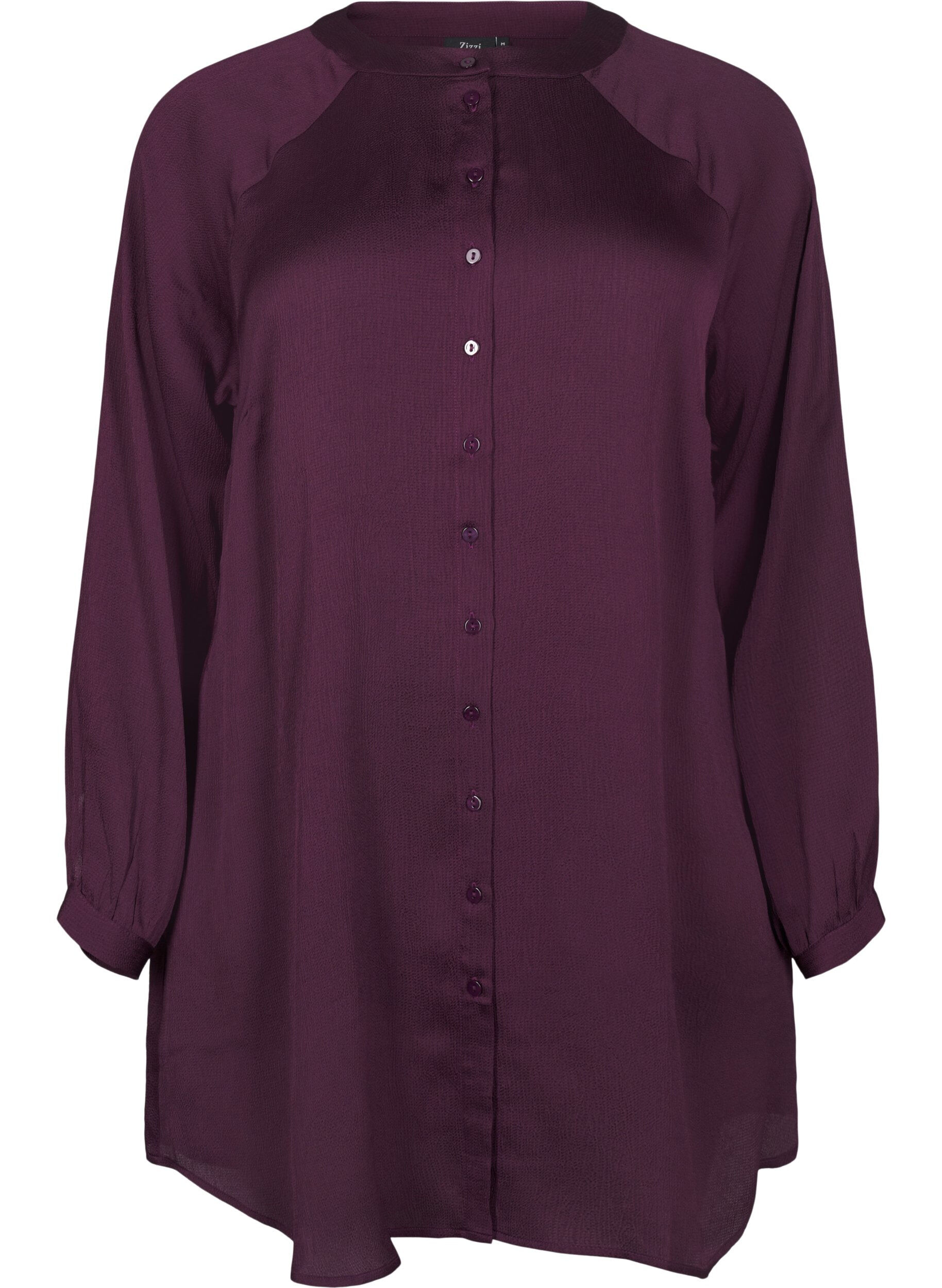 Zizzi Lange Bluse mit Kn&ouml;pfen und langen &Auml;rmeln, Potent Purple, Packshot image number 0