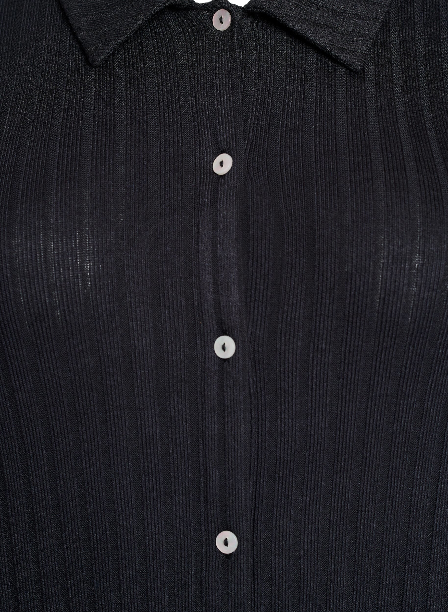 Zizzi Robe chemise mi-longue en jersey &agrave; manches courtes, Noir, Packshot image number 2