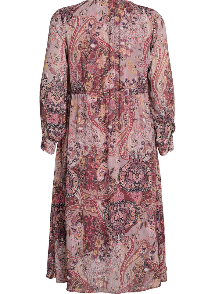 Robe midi &agrave; imprim&eacute; cachemire et taille &eacute;lastique, Violet, Packshot image number 1