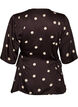 Blouse en viscose &agrave; pois avec col en V et lien &agrave; nouer, Marron, Packshot image number 1