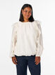 Blouse avec volants et coupe ballon, Vanille, Model image number 0
